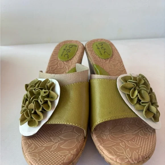 b.o.c. Women's Olive Green Floral Mules - Picture 2 of 6